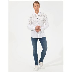 Yeşil Slim Fit Uzun Kollu Gömlek