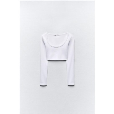 LONG SLEEVE RIBBED CROP TOP