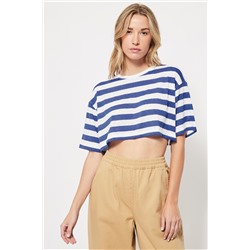 Top crop de lino Azul marino