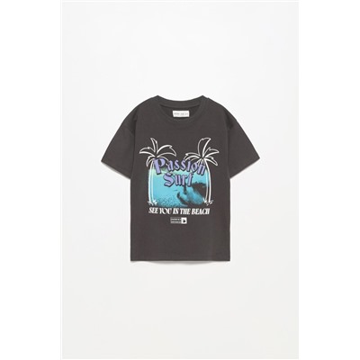 Beach print T-shirt