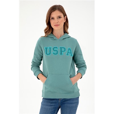 Kadın Mint Basic Kapüşonlu Sweatshirt