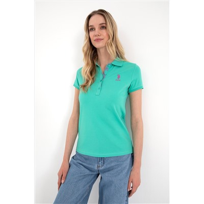 Kadın Mint Basic Polo Yaka Tişört