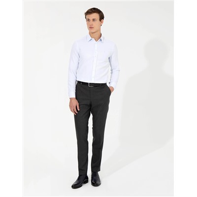 Açık Mavi Slim Fit Armürlü Klasik Gömlek