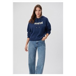 Mavi Logo Baskılı Kapüşonlu Lacivert Sweatshirt 168334-70488