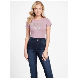 Rhinestone Mesh Logo Tee