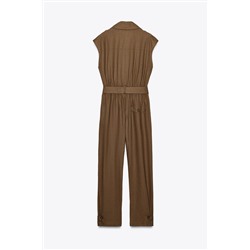LINEN BLEND JUMPSUIT WITH BELT
