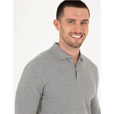 Gri Melanj Slim Fit Basic Sweatshirt