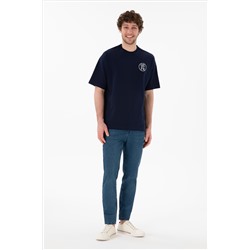 Erkek Oversize Fit Bisiklet Yaka Lacivert Tişört