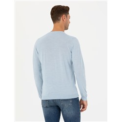 Açık Mavi Slim Fit Basic Kazak