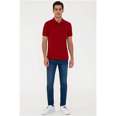 Erkek Bordo Basic Polo Yaka Tişört
