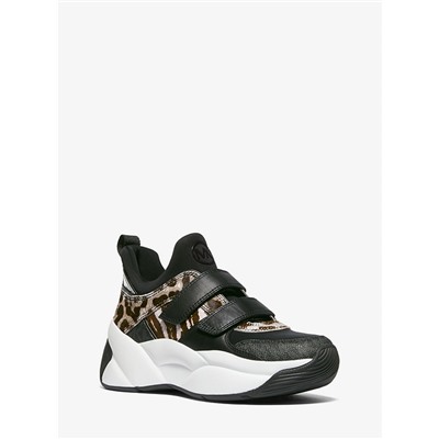 MICHAEL MICHAEL KORS Keeley Animal-Print Calf Hair and Logo Trainer