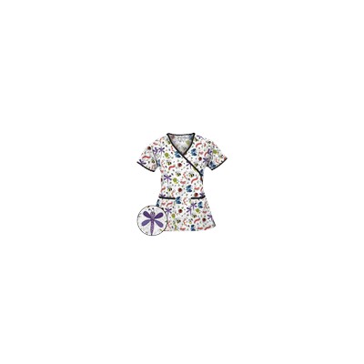 UA A Bug's Life Grey Mock Wrap Scrub Top