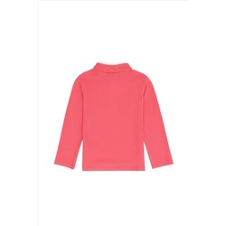 Kız Çocuk Pembe Polo Yaka Basic Sweatshirt