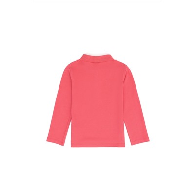 Kız Çocuk Pembe Polo Yaka Basic Sweatshirt