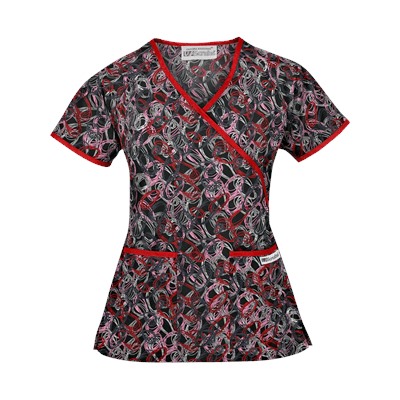 UA Twister Black Mock Wrap Scrub Top