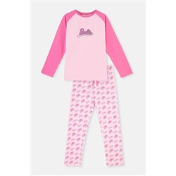 Dagi Pembe Barbıe Lisans Baskılı Uzun Kollu Örme Pijama Takımı 23WG17499TA_356