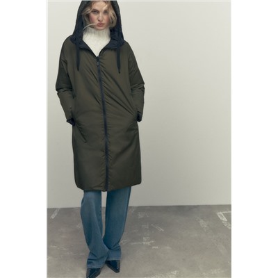 ABRIGO ACOLCHADO LARGO REVERSIBLE