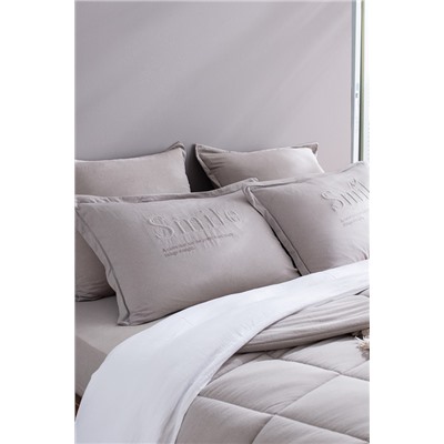 Bobigny Çift Kişilik Pamuklu SuperSoft Comforter Set - Gri