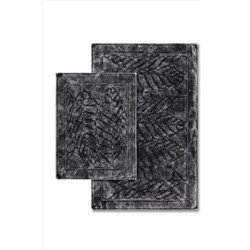 Bluenity Yaprak Doğal Pamuklu 2'li Banyo Kilim Seti 60x100+50x60 Cm - Antrasit 101.200.12.170.01.27