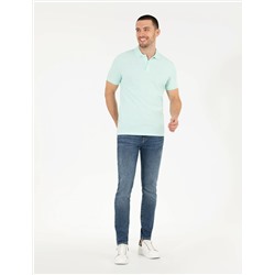 Açık Yeşil Slim Fit Polo Yaka Basic Tişört
