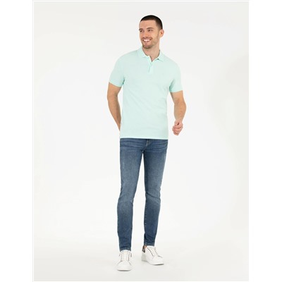 Açık Yeşil Slim Fit Polo Yaka Basic Tişört