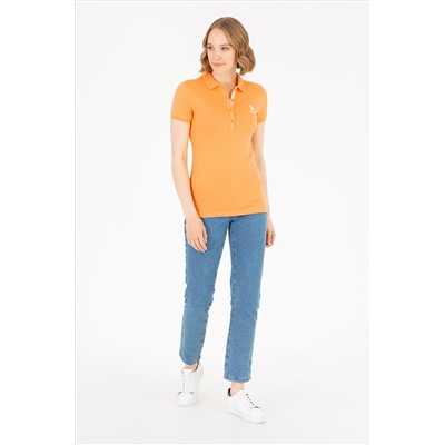 Kadın Turuncu Basic Polo Yaka Tişört