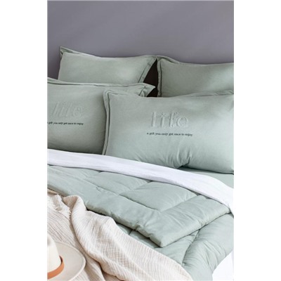 Bobigny Tek Kişilik Pamuklu SuperSoft Comforter Set - Mint Yeşili