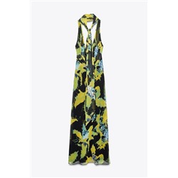 LONG FOULARD PRINT DRESS