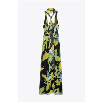 LONG FOULARD PRINT DRESS