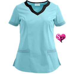 UA Butter-Soft STRETCH Scrubs Color Block Scallop Neck Top