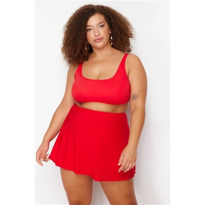 Kırmızı Şort Etekli Mini Büyük Beden Bikini Altı TBBSS23CR00015