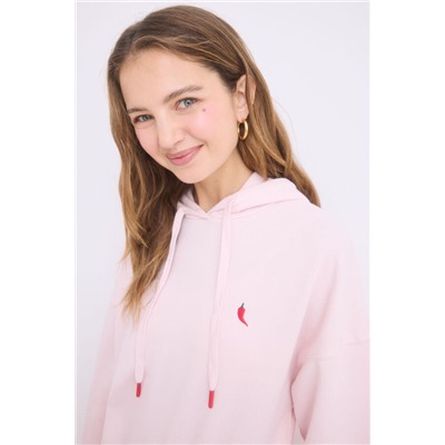 Sudadera capucha felpa algodón rosa