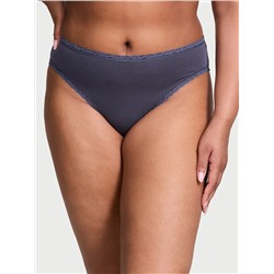 Lace-Trim Cotton High-Leg Brief Panty