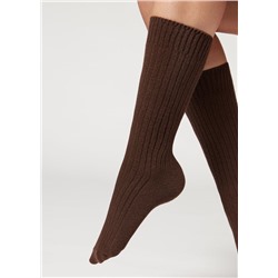 Kurze Socken in Rippe mit Wolle und Kaschmir