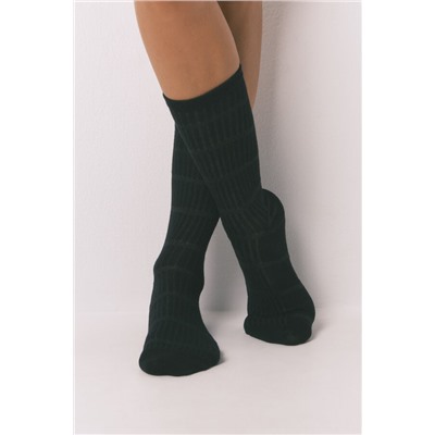 Pack 3 calcetines largos algodón negros brillo