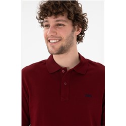 Erkek Regular Fit Polo Yaka Bordo Basic Tişört