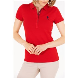 Kadın Kırmızı Basic Polo Yaka Tişört