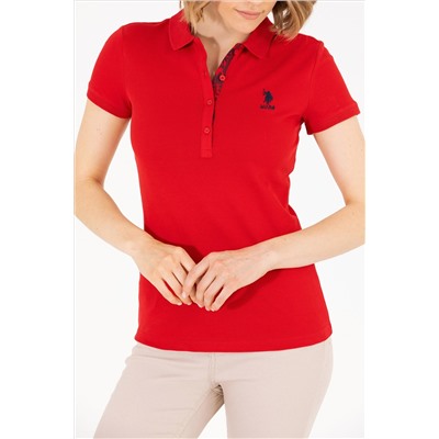 Kadın Kırmızı Basic Polo Yaka Tişört