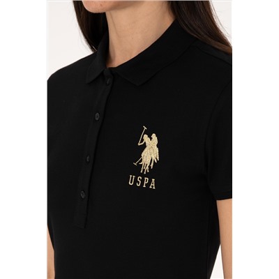 Kadın Siyah Polo Yaka Mini Boy Örme Elbise