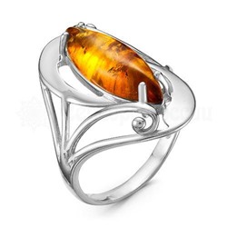 Серьги из серебра с нат. янтарём родированное 925 пробы СП2р640