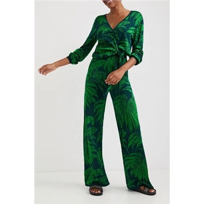 Pantalón wide leg jacquard