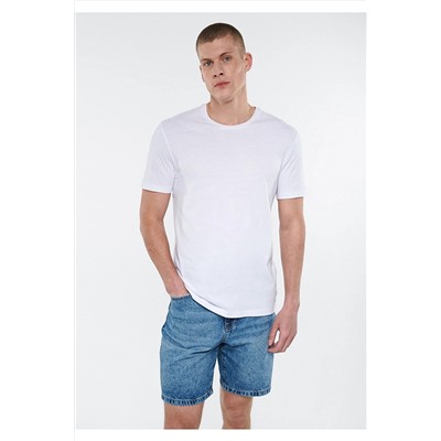 Mavi Beyaz Basic Tişört Slim Fit / Dar Kesim 065574-620