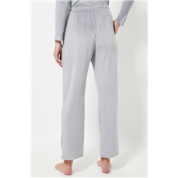 Pantalón recto de pijama de terciopelo cintura alta - Gris claro