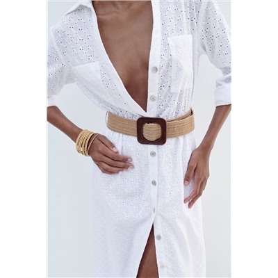 BELTED MIDI SHIRT DRESS