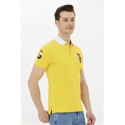 Erkek Koyu Sarı Basic Polo Yaka Tişört
