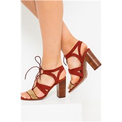 Sandalias de tacón Marrón y dorado