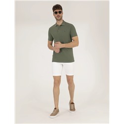 Haki Slim Fit  Polo Yaka Basic Tişört