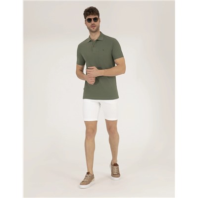 Haki Slim Fit  Polo Yaka Basic Tişört