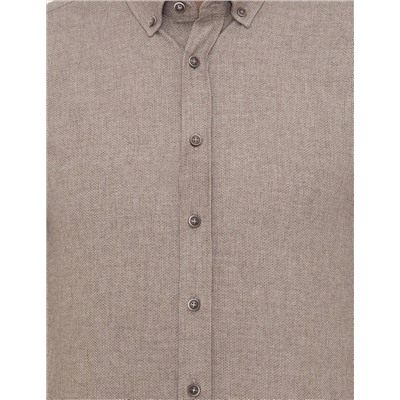 Bej Slim Fit Uzun Kollu Gömlek