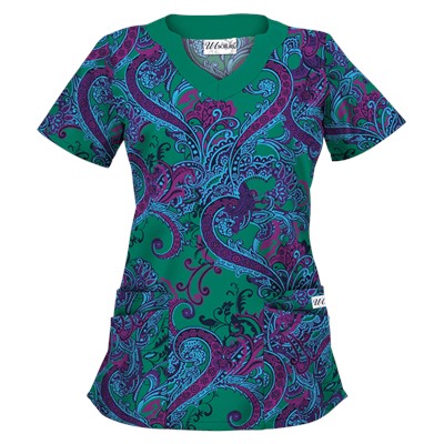 UA French Twist Edgy Emerald Scrub Top